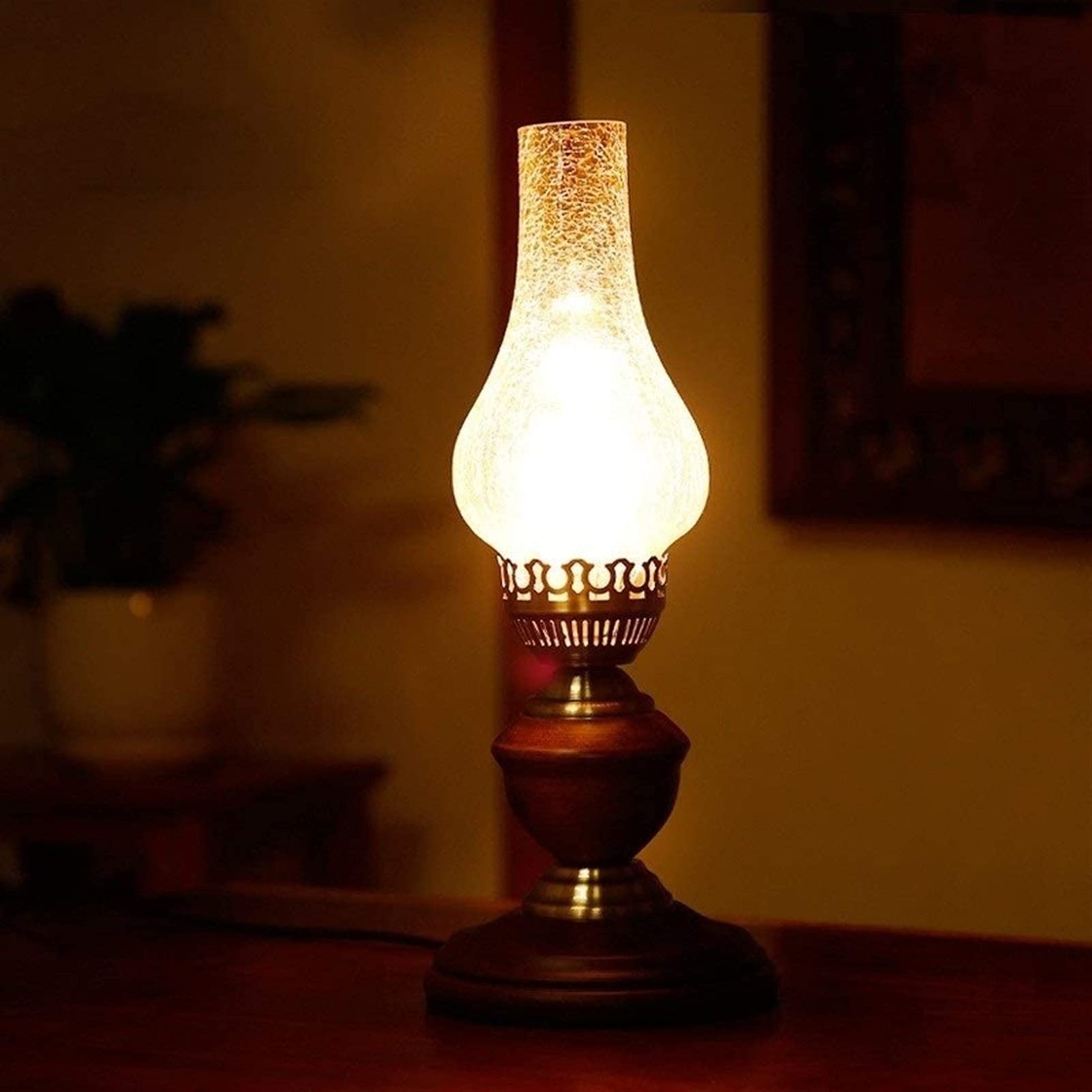 TTDGYYXW Lámpara De Aceite De Queroseno Retro Tradicional Lámpara De Mesa Vidrio Antiguo Acogedor Nostálgico Luces De Escritorio Dormitorio Mesita De Noche Lámpara De Mesa De Metal, Lámparas Chaner