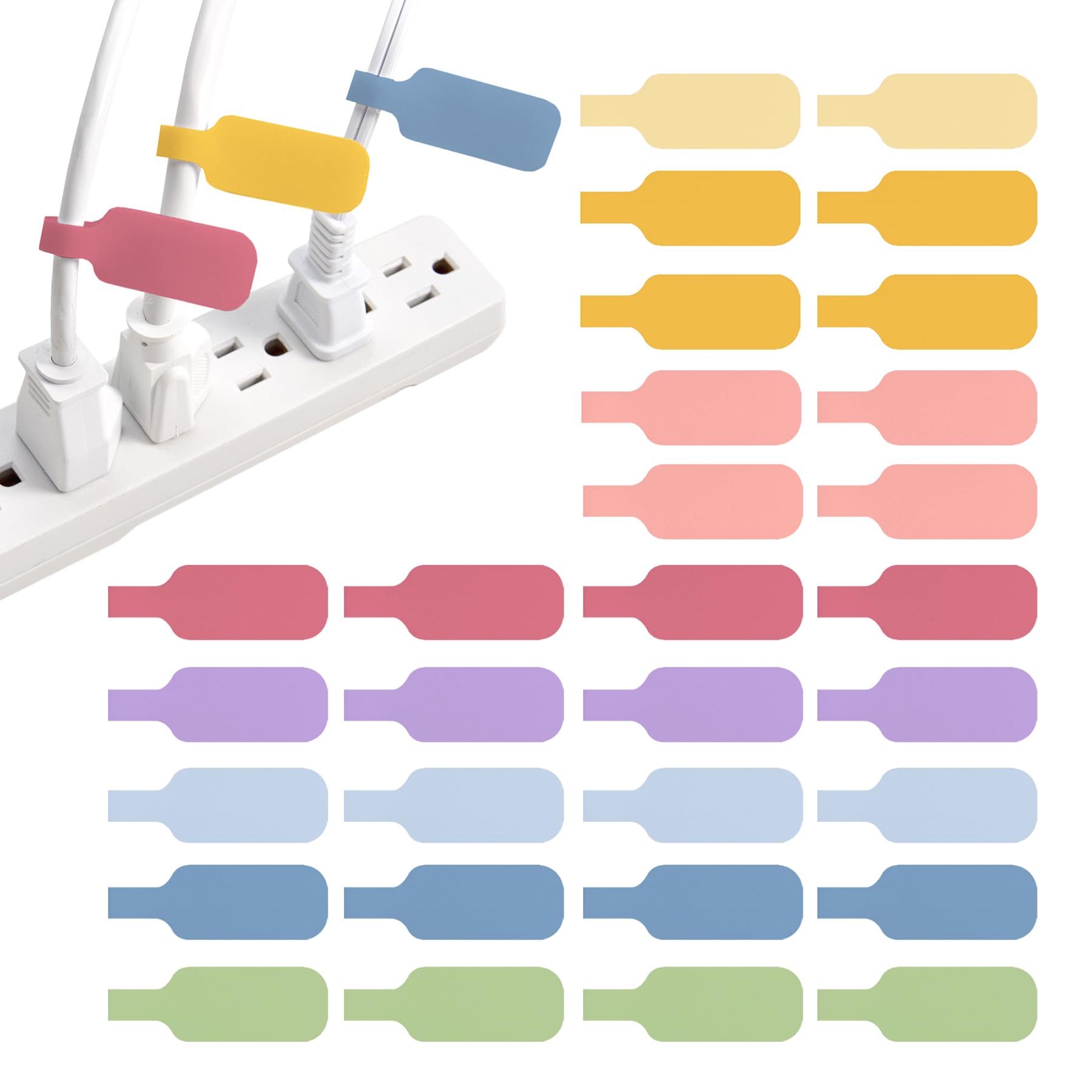 Wrap-It Storage Cable Labels - Medium, Macaron (30-Pack)