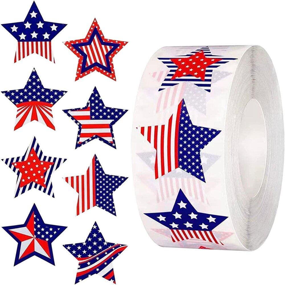 Ericetion 500-Pack American Flag Stickers, Patriotic Labels, 4Th Of July Party Supplies