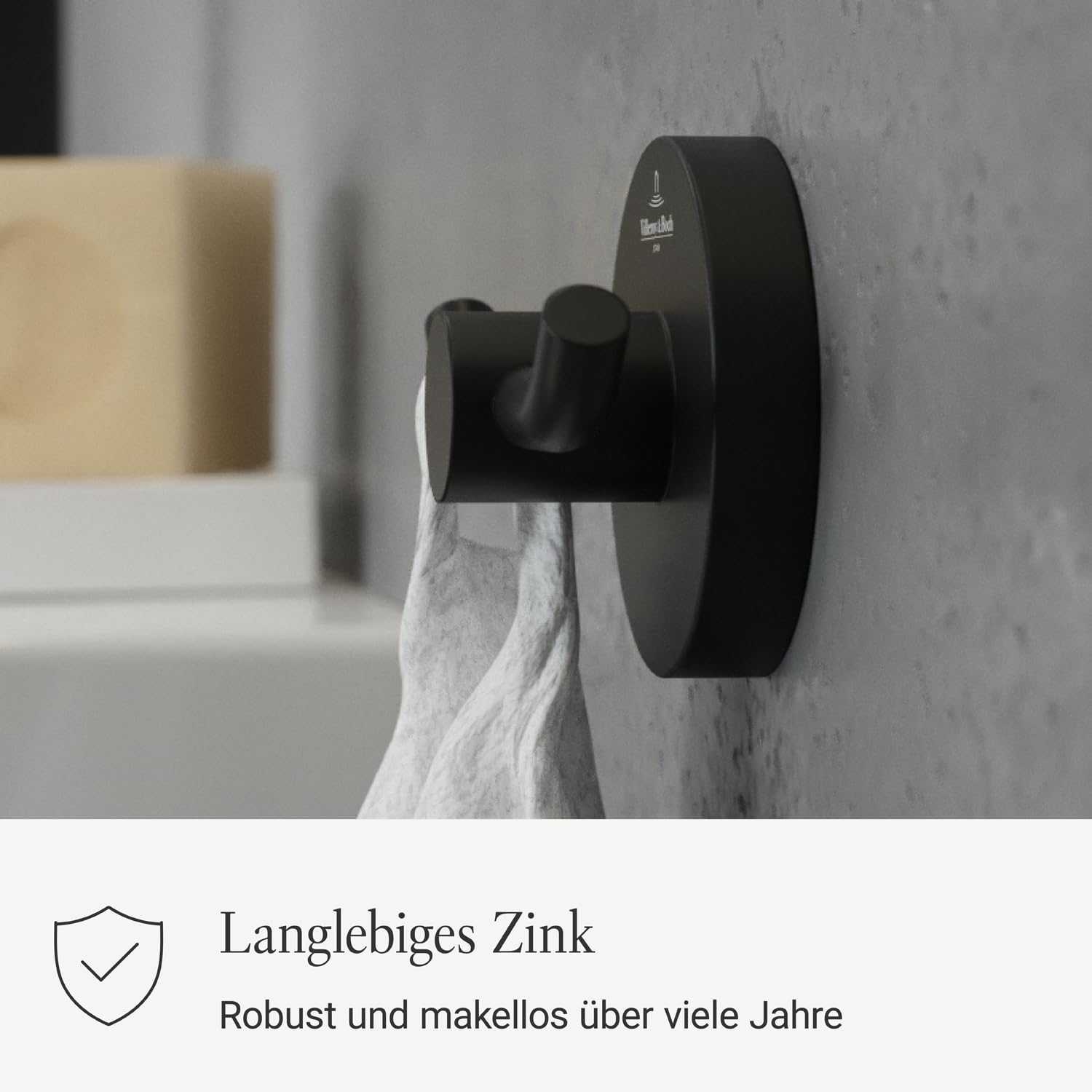 Villeroy & Boch Elements Tender Doppel-Handtuchhaken, rund – Schwarz Matt
