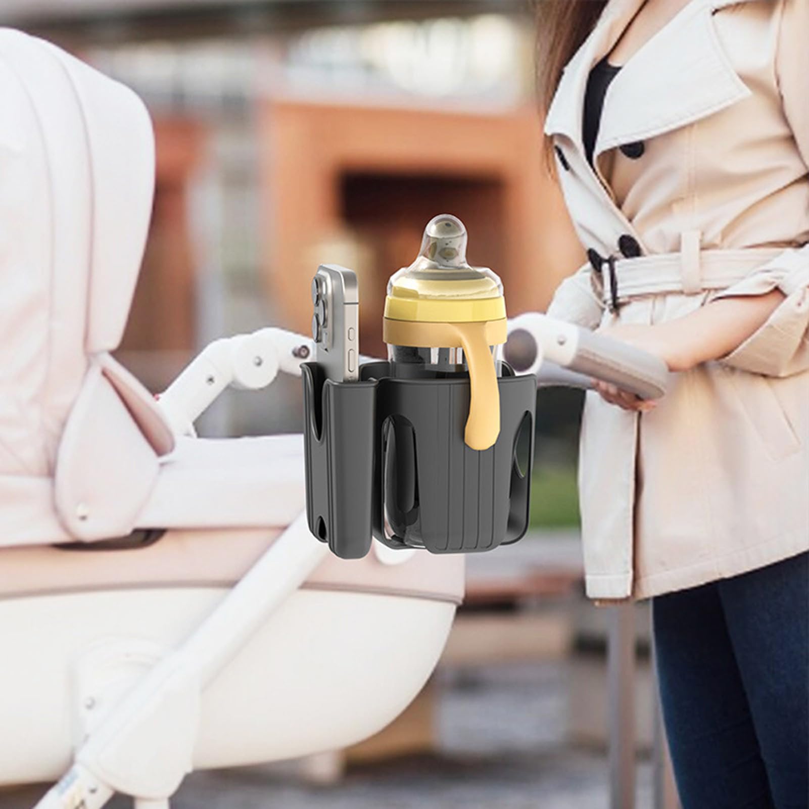 Supporto per portabicchieri per passeggino, supporto per telefono e bicchieri, robusto, regolabile, rimovibile, organizer per scooter, telefono, sedia a rotelle, deambulatore, mobilità, scooter e bici