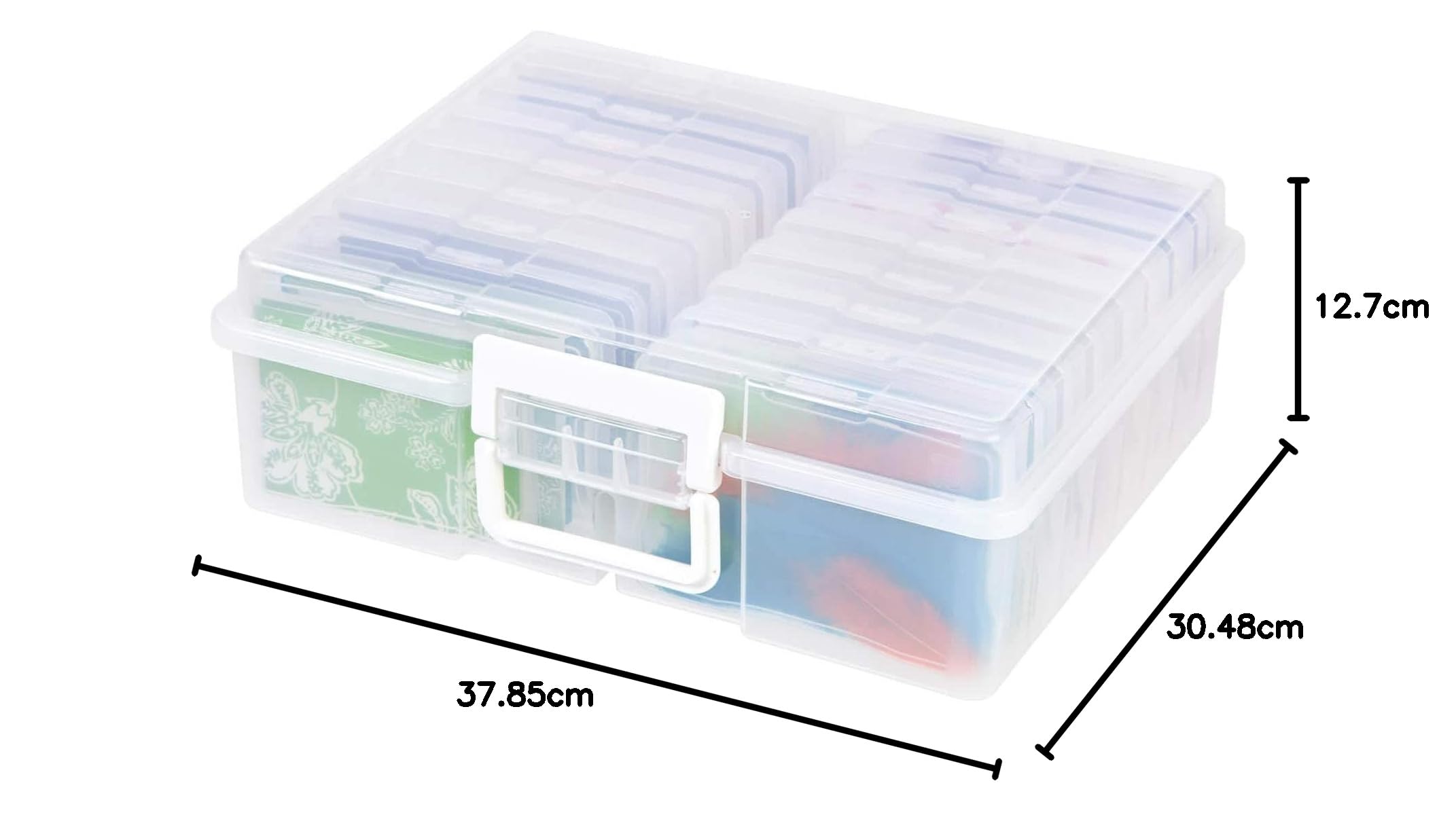 Recollections Simply Tidy™ Michael Foto- und Bastelbehälter: Transparent, Basic, Photo Storage Box, 14.9" x 12" x 5", 16 Compartments, Snap Closure