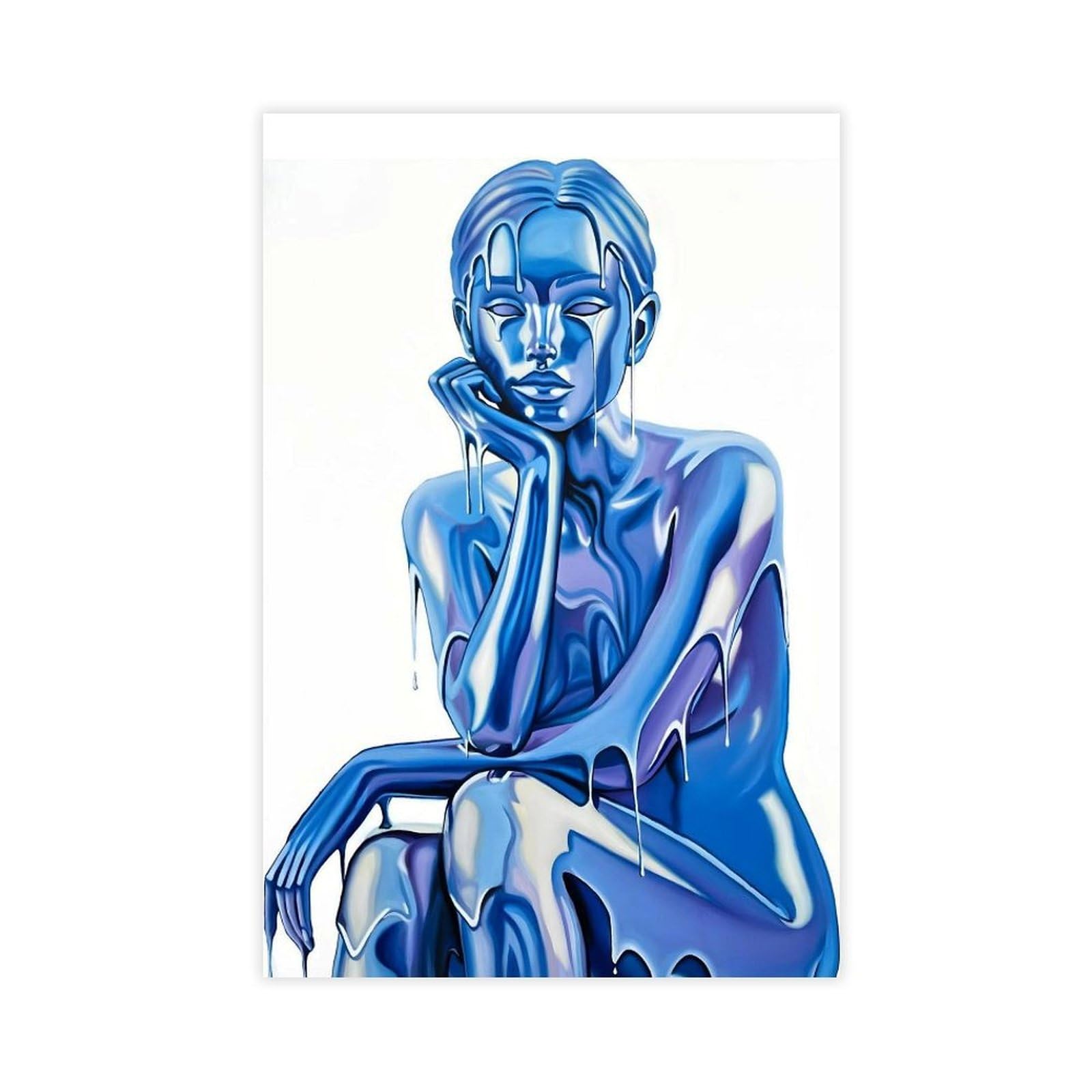 Ywtjax Unframe-Style Blue Abstract Woman Poster Canvas Poster For Dorm Room Decor Gift