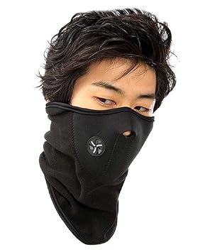 PrimeBox Soft Fabric Full Neck Cover Face Mask (Black, Standard Size)