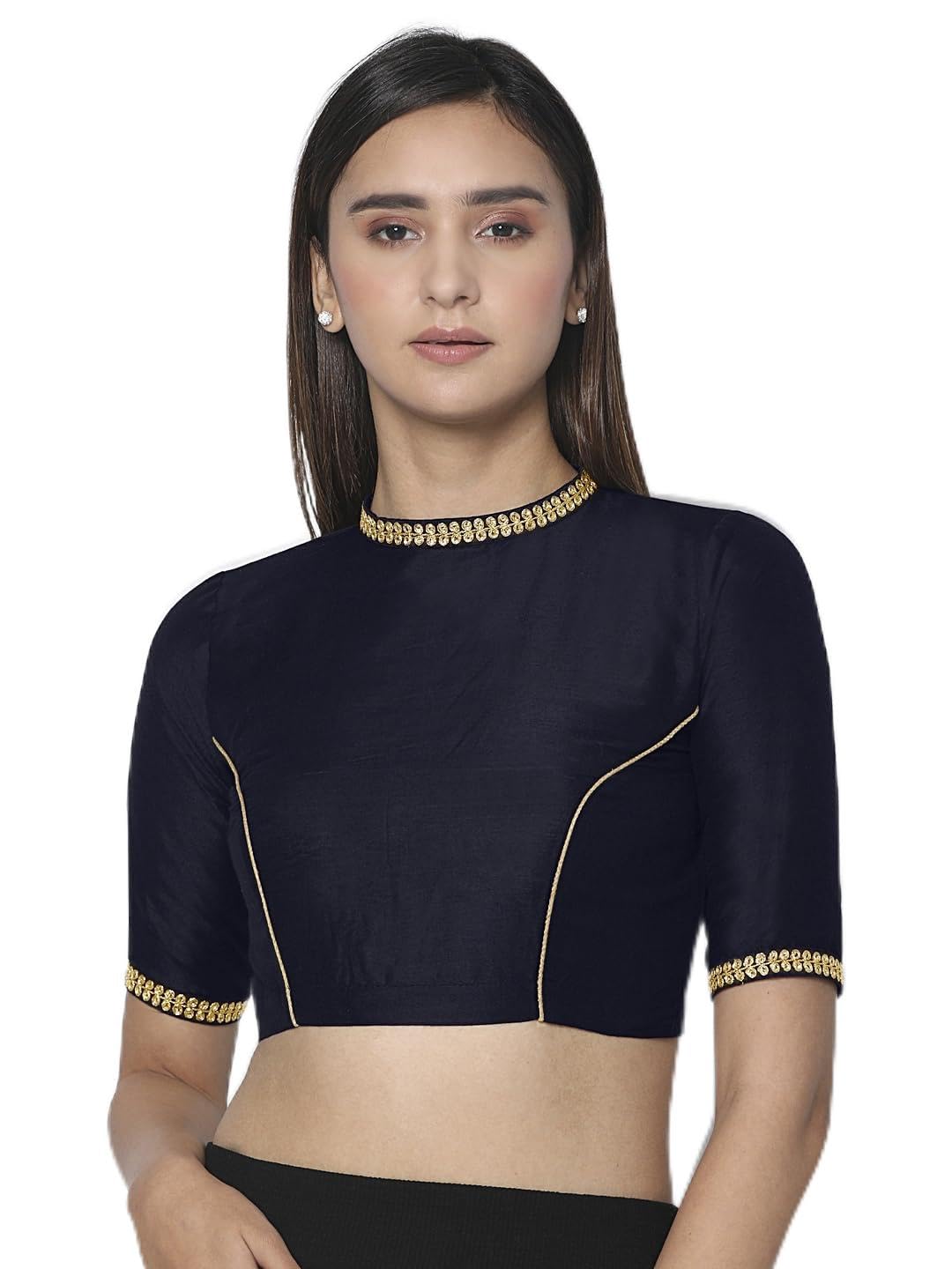 rene Band Coller Non-Padded Womens Blouse(D-1005170@@P)-picture-35