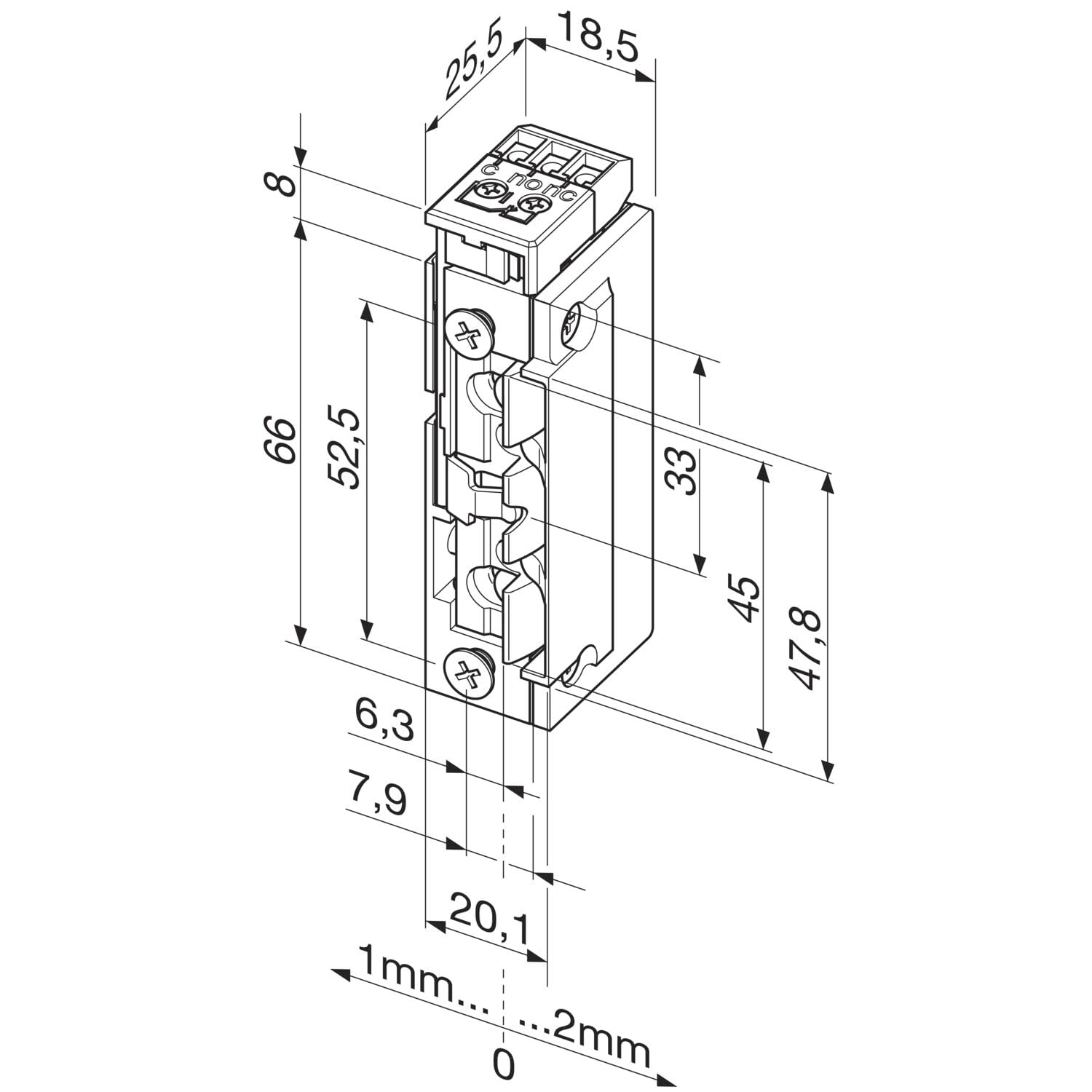 eff eff Türöffner 118.63 ProFix2 22-42V AC/DC, Metall, symmetrisch, Moment- und Dauerkontakt, Universalspannung 10-24V AC/DC