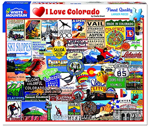 Rompecabezas White Mountain de 1000 piezas: Rocky Icons, 'I Love Colorado', piezas grandes, regalo para adultos y familia, 24" x 30" miniatura 1