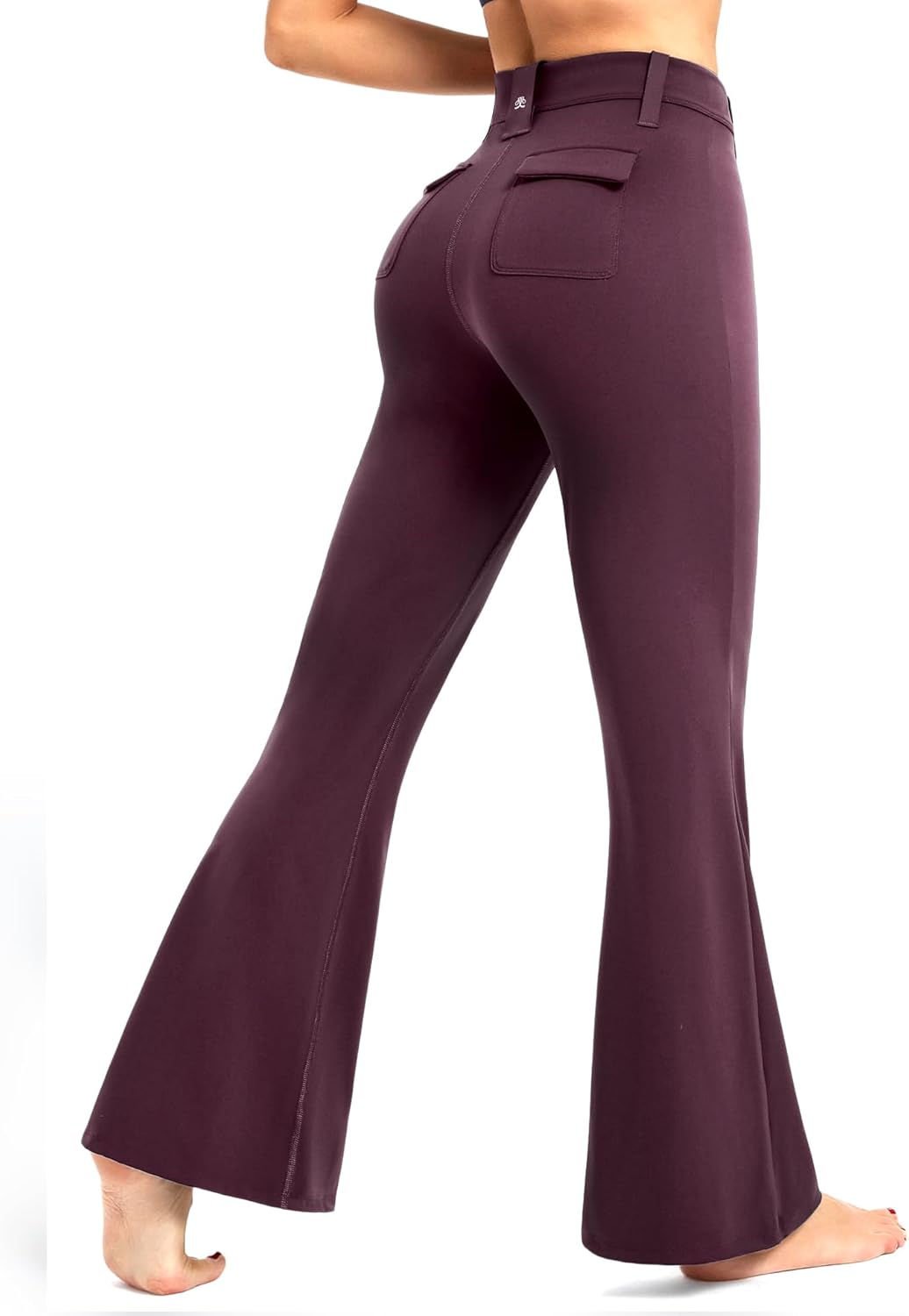 DemonQueen Women's Flare Pants with Pockets High Waisted Bootcut Yoga Pants-Tummy Control Bell Bottom Leggings