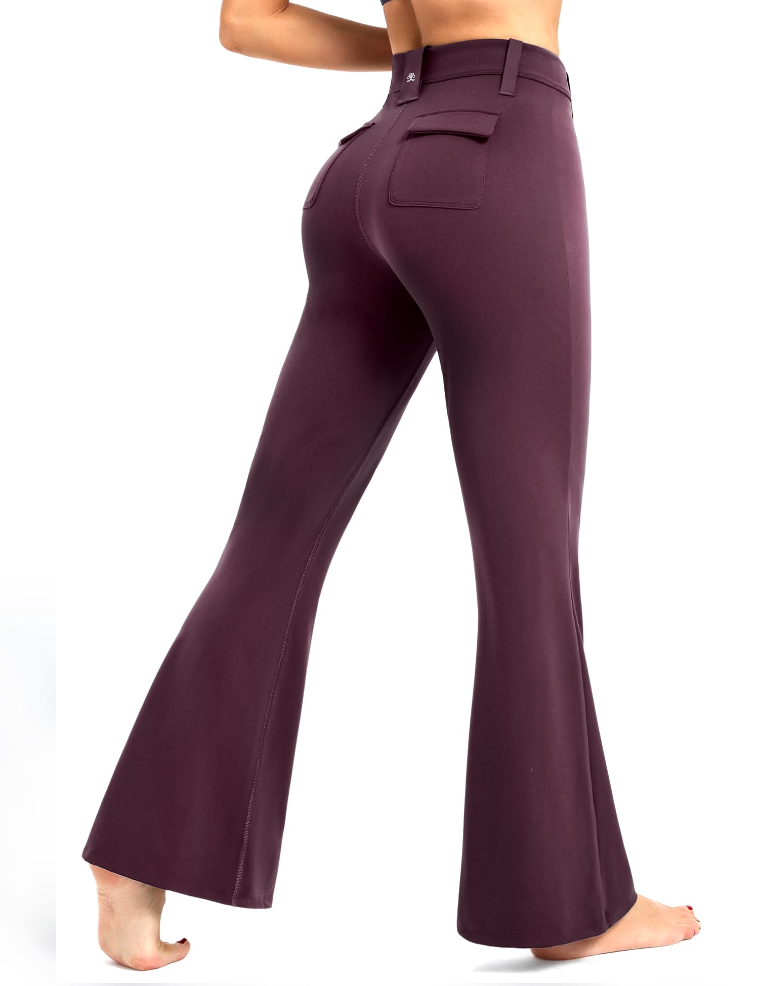 DemonQueen Womens Flare Pants with Pockets High Waisted Bootcut Yoga Pants-Tummy Control Bell Bottom Leggings