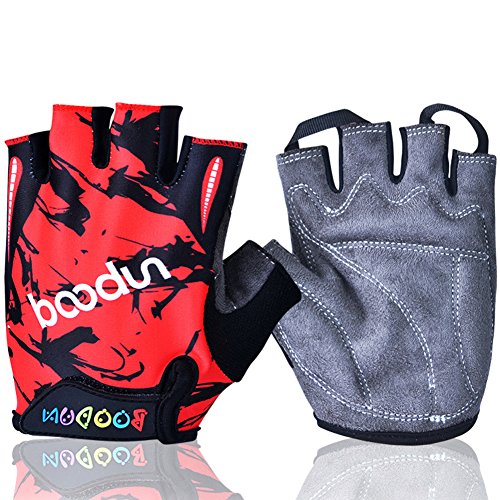 Mifulgoo Boy Girl Child Children Kid Padded Half Finger Fingerless Short Gloves Mitt Mitten For Cycling Exercise Skate Skateboard Roller Skating (Red, Xl) #TOP10