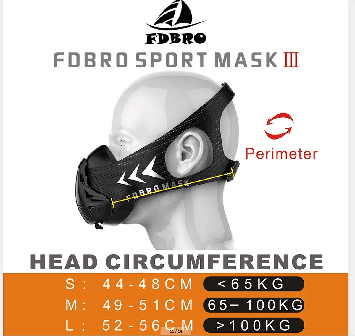 FDBRO Máscaras de Deportes, Estilo Negro, máscara para Entrenamiento y acondicionamiento de Gran altitud (Fibra de Carbono, Medium(70kg-100kg))