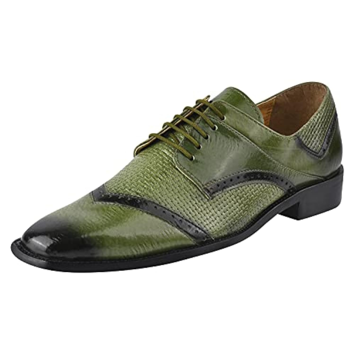 LIBERTYZENO Mens Genuine Leather Ostrich/EEL Print Lace Up Oxford Dress Shoes for Christmas
