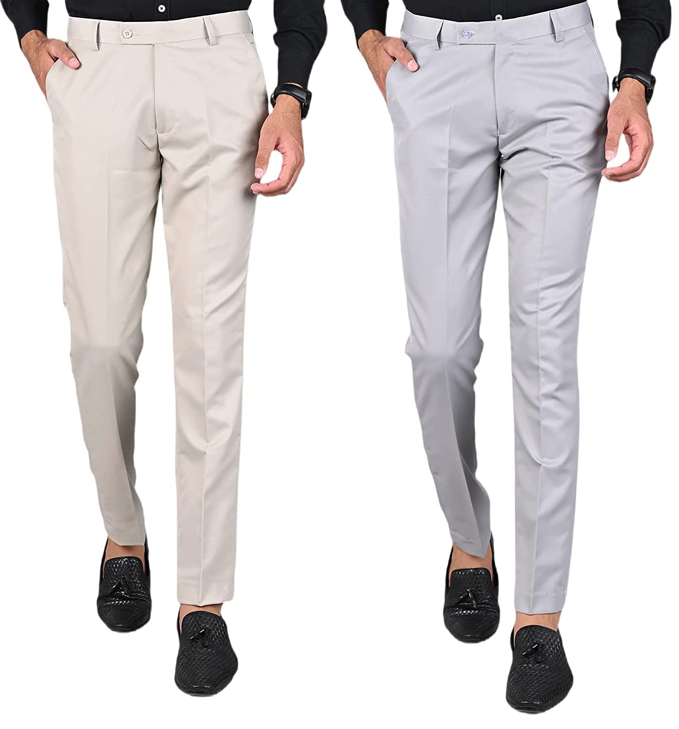 yaha style Slim Fit 2 Formal Trousers Combo for Men - Polyester Viscose Formal Pants for Gents - Office Formal Pants for Men-picture-43