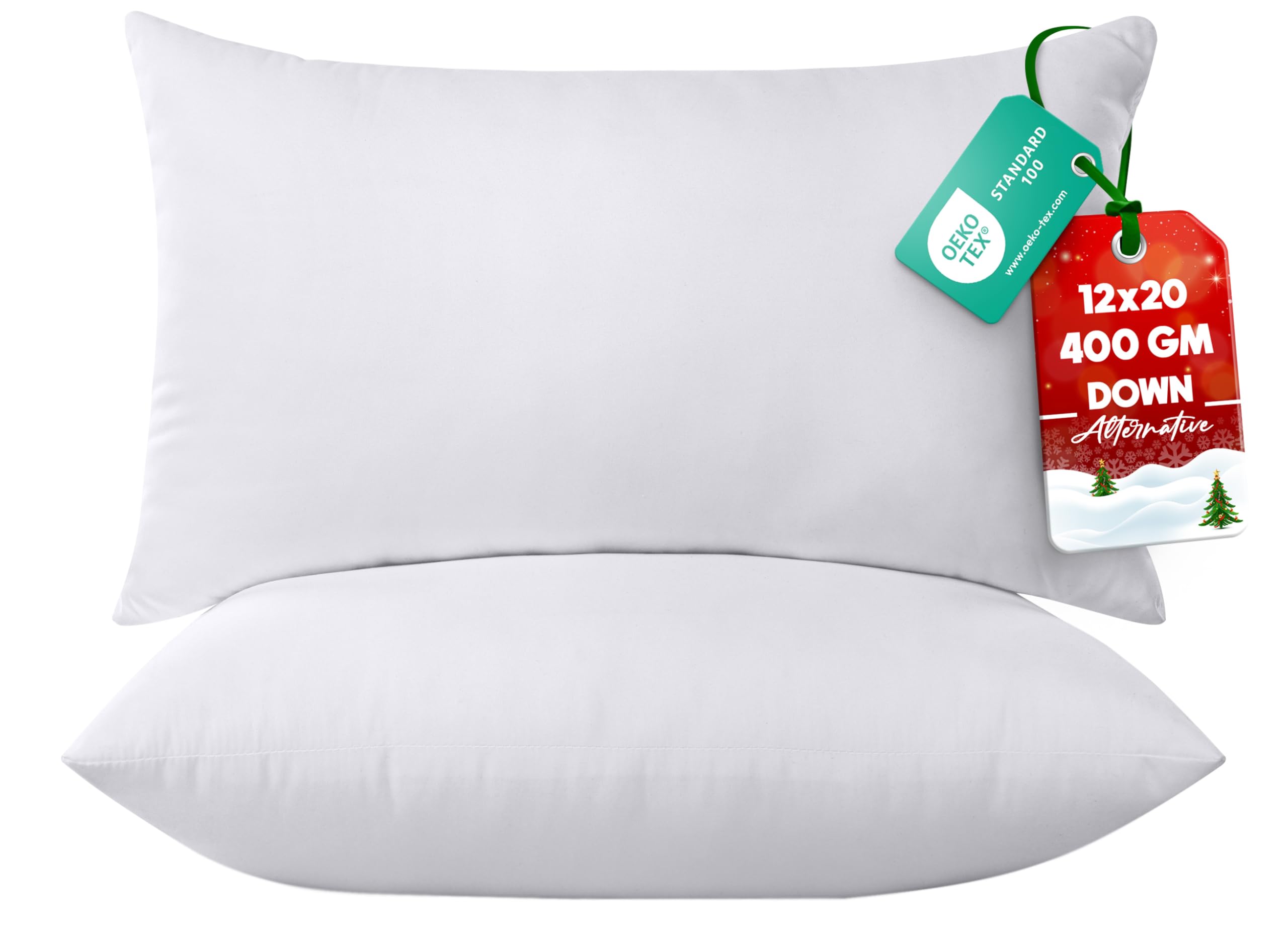 Utopia Bedding 12x20 Pillow Inserts, Set of 2, White – Indoor Decorative Throw Pillows for Bed, Sofa & Couch – Soft, Supportive & Fluffy Cushion Inserts