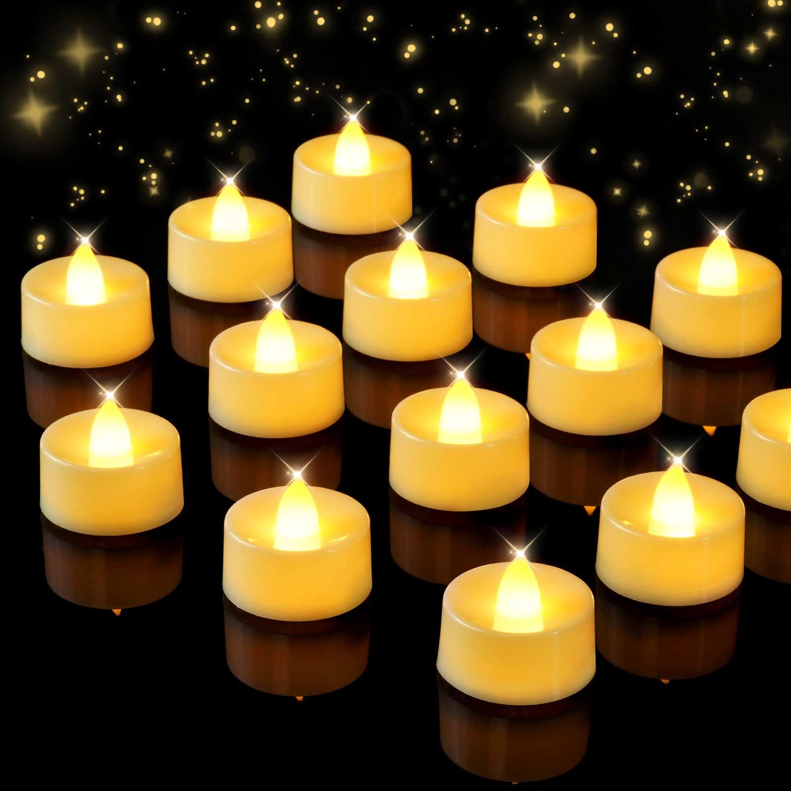 Homemory 6H ON and 18H Off Timer Tealights Flameless Battery Candle, Long Last 200+ Hours Fake Tealight Bright Warm White Light, for Valentine's Day, Mother's Gift, Birthday Party, 12 Pack