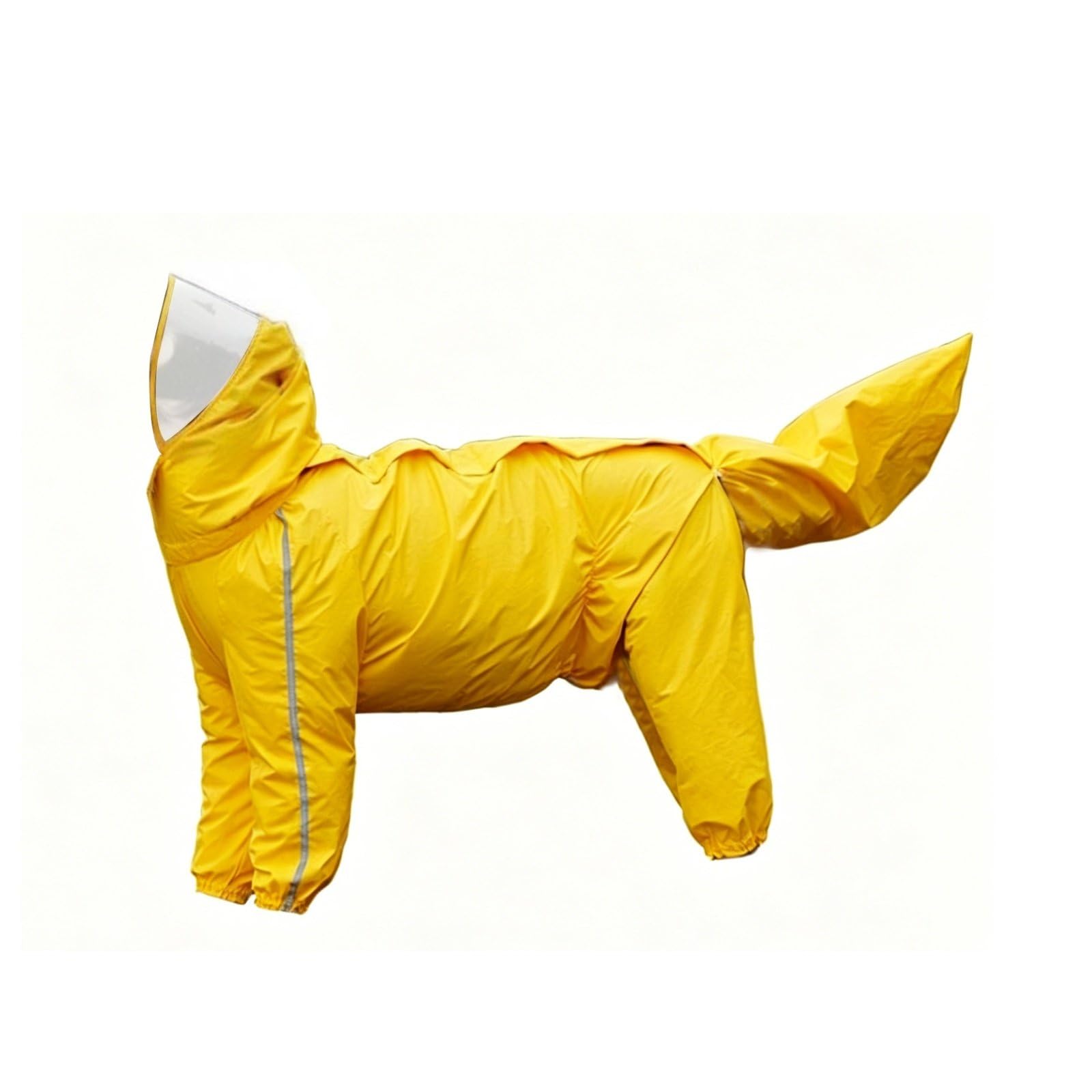 predolo 1 Pezzo Impermeabile Canino Antipioggia Tuta Cappuccio Trasparente Copertura Integrale Cerniera Posteriore Strisce Riflettenti Protezione Coda, Yellow, 12XL