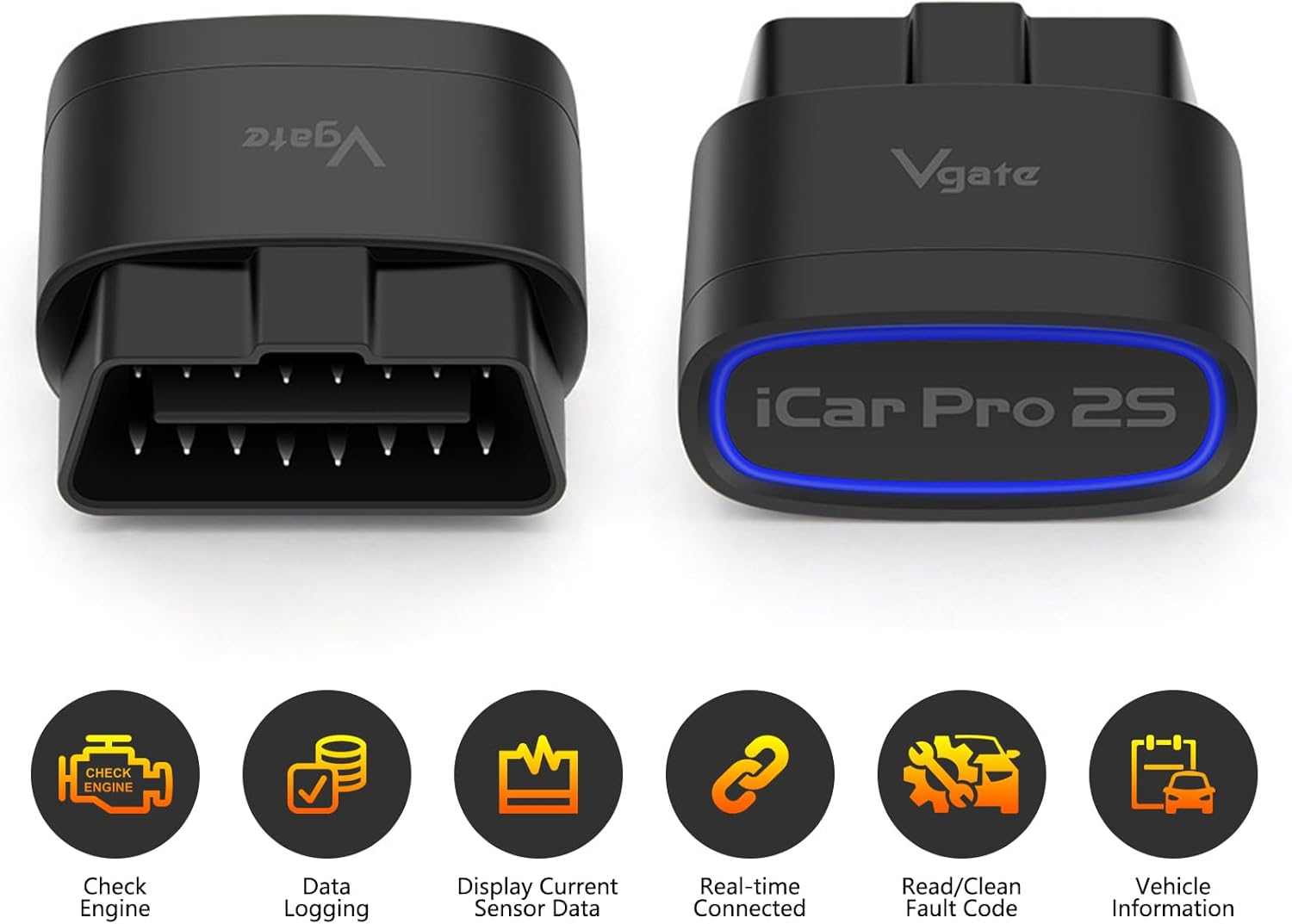 Vgate iCar Pro 2S Bluetooth OBD2 Code Reader BLE 5.2 OBD2 Scanner OBDII Fault Diagnostic Scan Tool for iPhone, iOS, Android, and Windows - [Upgraded Version of iCar Pro]