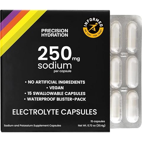 Precision Hydration Electrolyte Capsules - 15 Blister Packed (Waterproof) / Salt Capsules - Combat Cramp - No Artificial Ingredients, Digestion-Friendly Formula - Gluten Free, Vegan Friendly (1-Pack) Cover