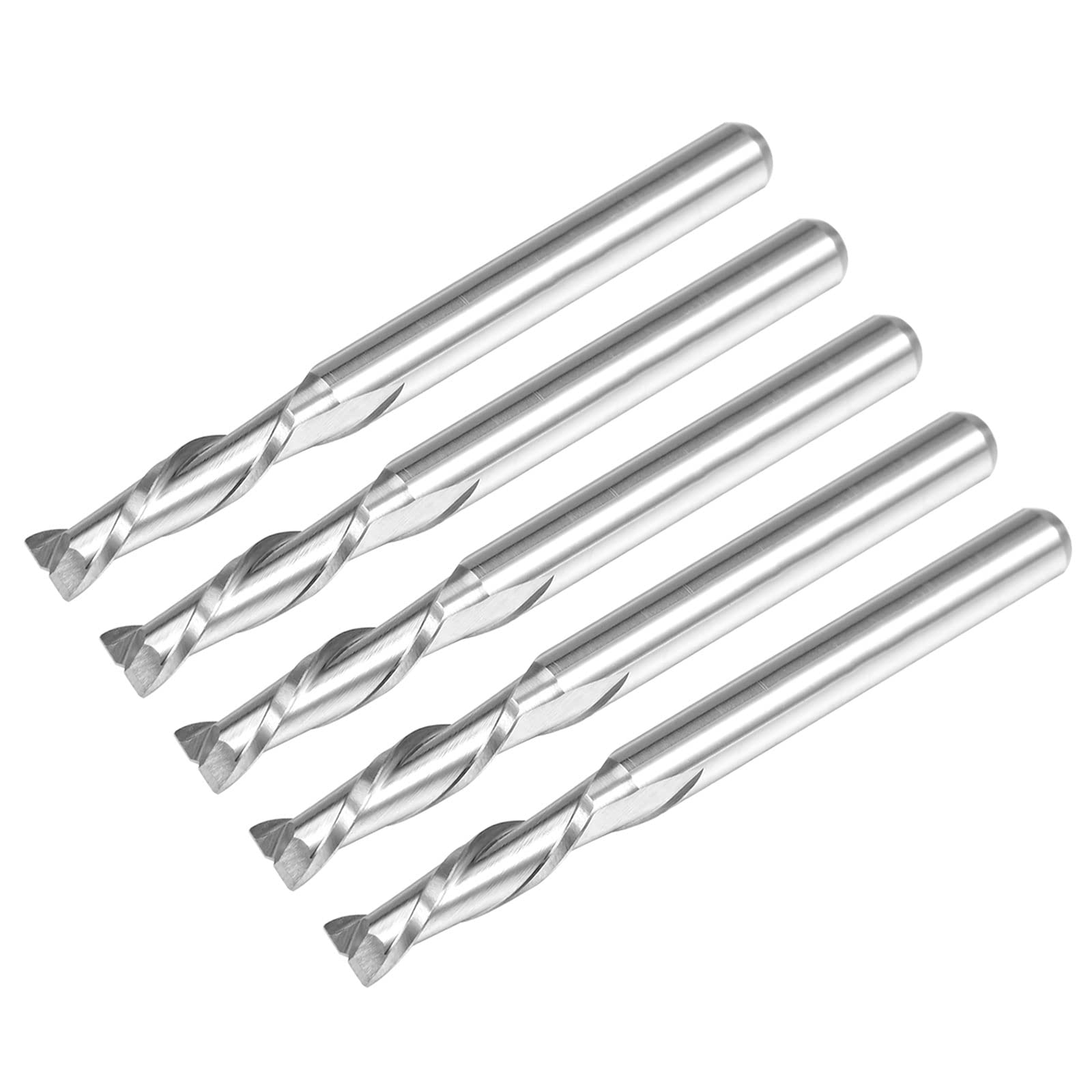 5 Frese A Spirale In Carburo Per CNC - 3.0mm X 12mm, Gambo 3.175mm, Per Plastica, Legno E Resina - Foto 3