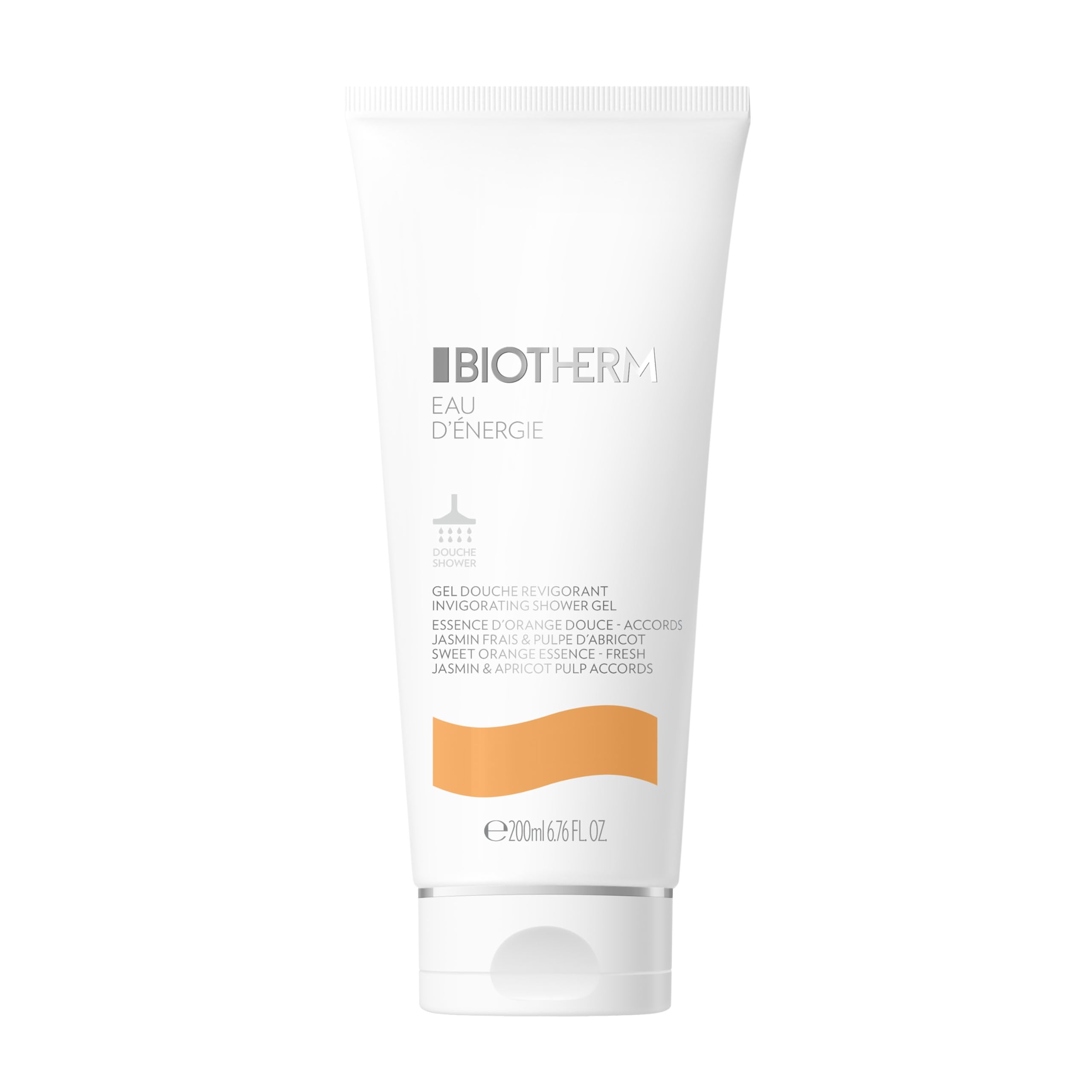 Biotherm Eau d'Energie Shower Gel, erfrischendes Duschgel mit Life Plankton und ätherischen Ölen aus Orange und Zitrone, pflegende Duschseife für Damen, für ein frisches Körpergefühl, 200 ml