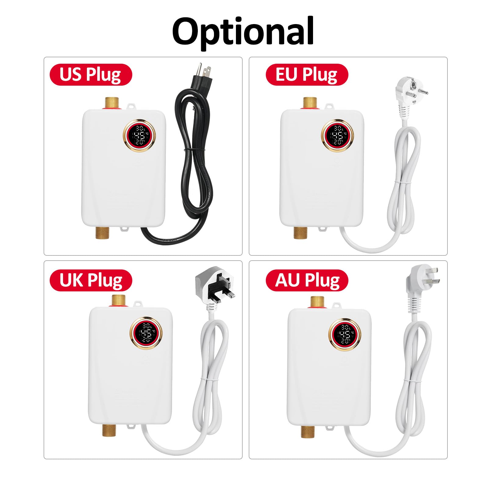 Weytoll Chauffe-eau instantané 3500W 220V Mini chauffe-eau instantané sans réservoir Salle de bain Cuisine Lavage avec affichage numérique de la température pour camping-car Cuisine Salle de bain