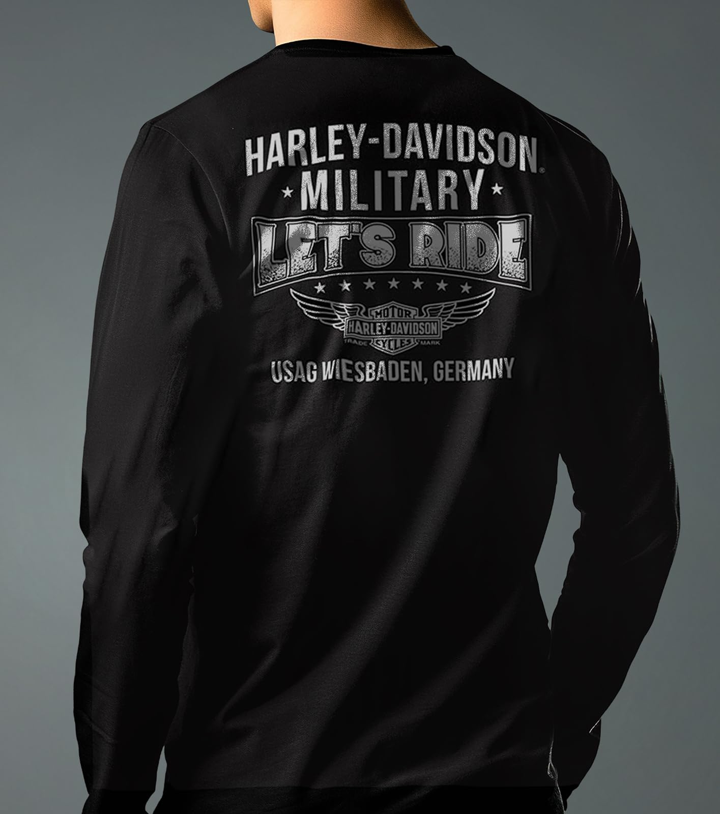 Harley-Davidson Military - Men's Black Graphic Long-Sleeve T-Shirt - USAG Wiesbaden | Live Engine