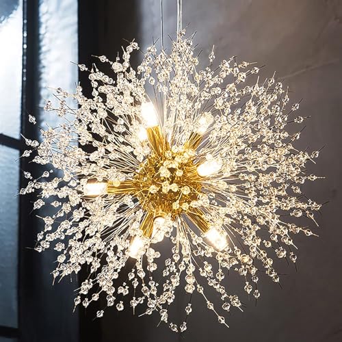Lustre pissenlit cristal MOCHAMIK 9 lumières pour illuminer un salon ou une chambre sombre