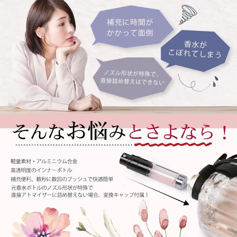 Amazon | アトマイザー 【キャップがマグネット式】 香水 詰め替え容器