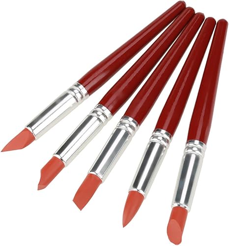 Miniatura 9 de 5 piezas de punta de goma roja de gran tamaño pinturas pinceles de silicona escultura cerámica arcilla modelado herramienta de tallado