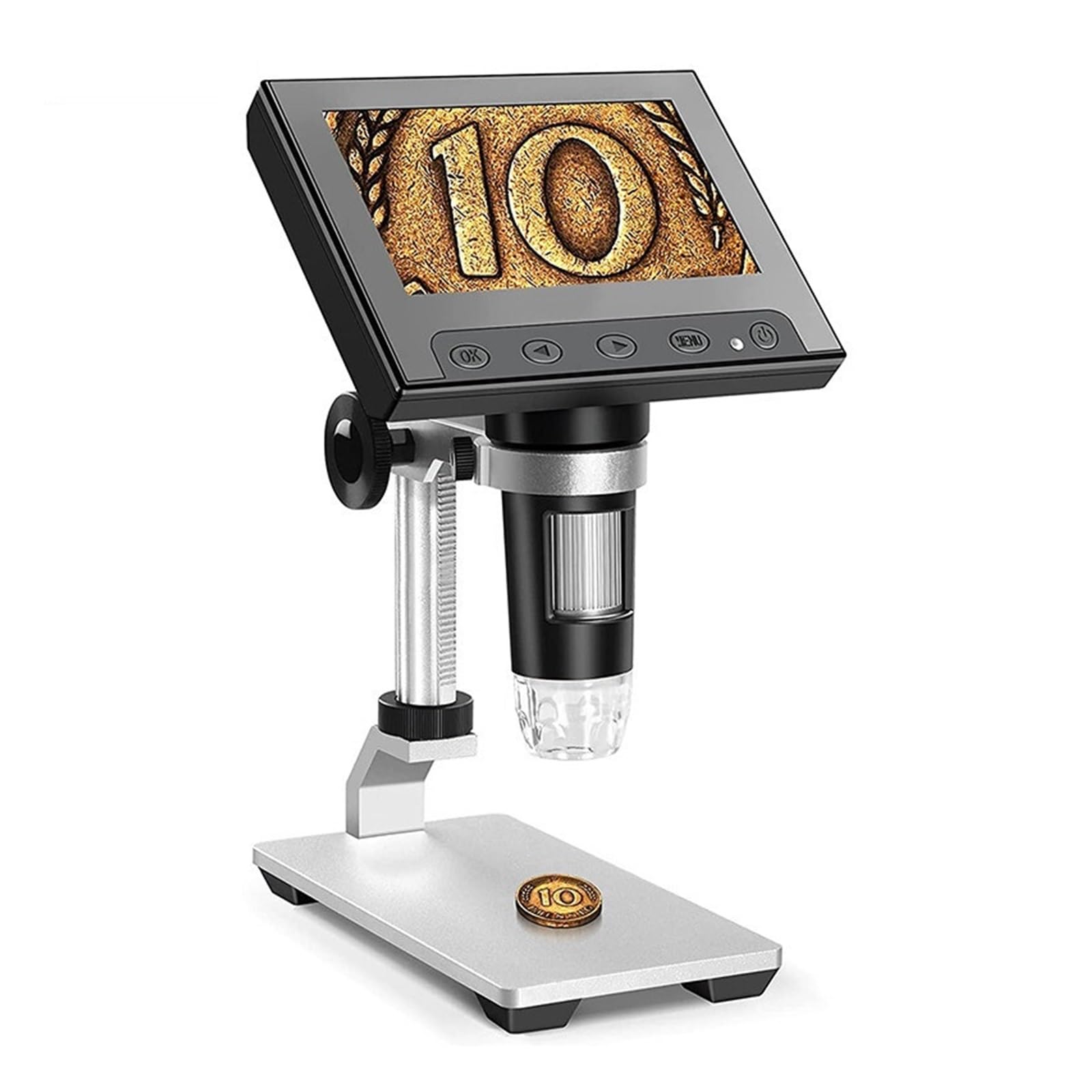 Microscopio, Scopio Digital 4.3 '' USB 1000X Aumento 1080P HD Electrónico For Reparar Soldadura con 8 Leds(Metal)