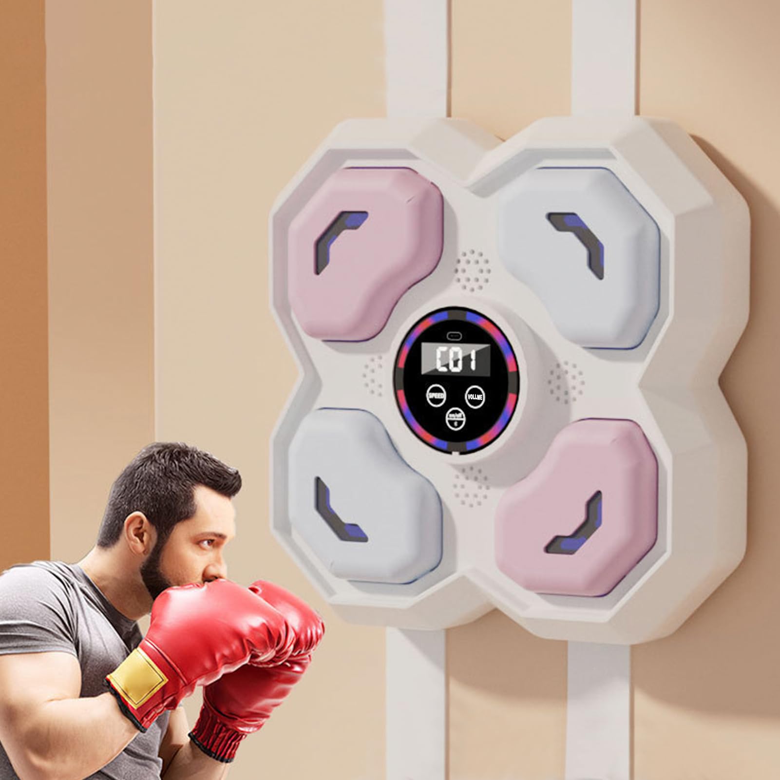 Allenatore di boxe intelligente | Attrezzature per il fitness indoor interattive,Macchina da boxe musicale a parete - Per i giovani Figlia Famiglia Amici Uomini Donne Ragazze Giovani