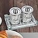 Crystal Salt and Pepper Shakers Set with Tray,Sparkly Crystal Crushed Diamond House Decor for Kitchen,Bling Salt Pepper Jar Container Pot for Countertop,saleros para cocina elegantes,Silver