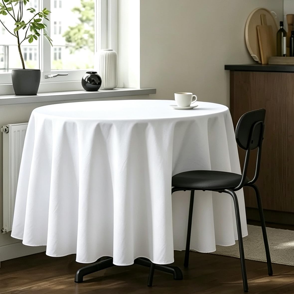 kachanaa 70 Inch Round White Polyester Tablecloth 6 Pcs Washable Table Covers for Wedding Banquet Restaurant Buffet Parties Camping โ image 1