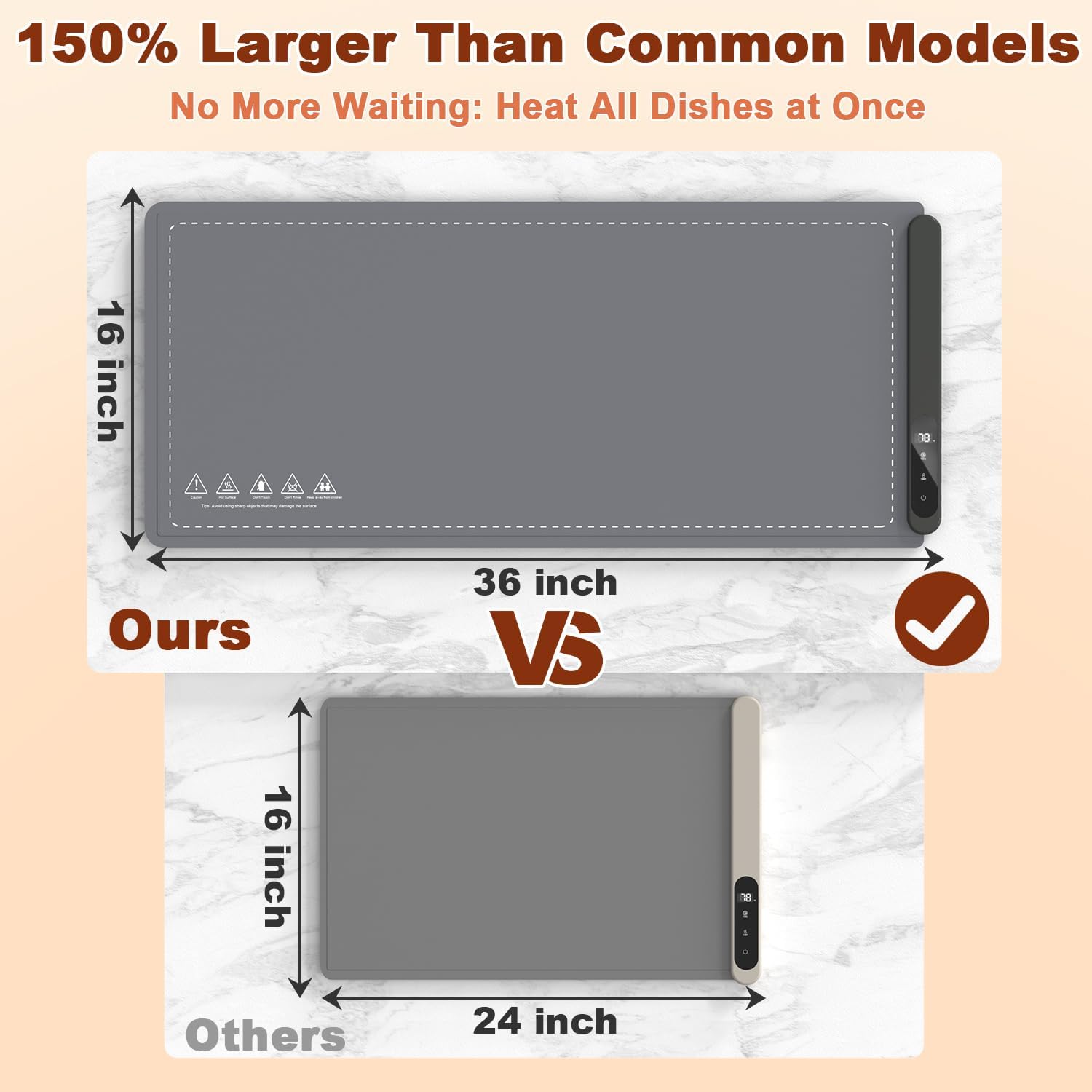Food Warming Mat with Graphene Technology - Extra Large Electric Warming Tray 36"x16",Adjustable Heating 6-Temp & 6H Timer,Portable Rollable Silicone Food Warmers for Catering,Parties Buffet,Daily Use