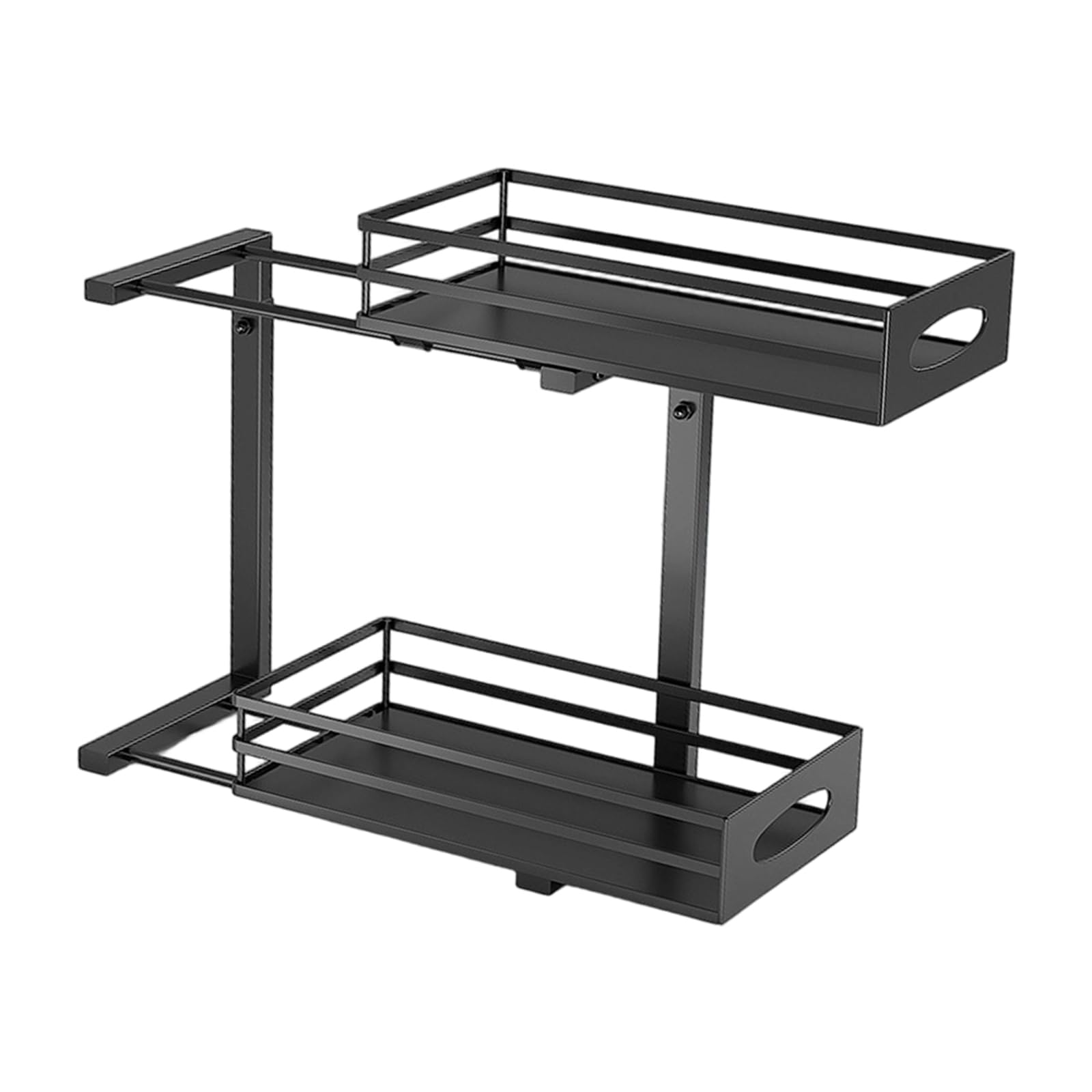 ZEPFJHE 2 Layer Pull Out Below Counter Storage Shelf Customizable L Shape Design for Kitchen Cabinets Space Saving Solution Space Saving Cabinet Shelf