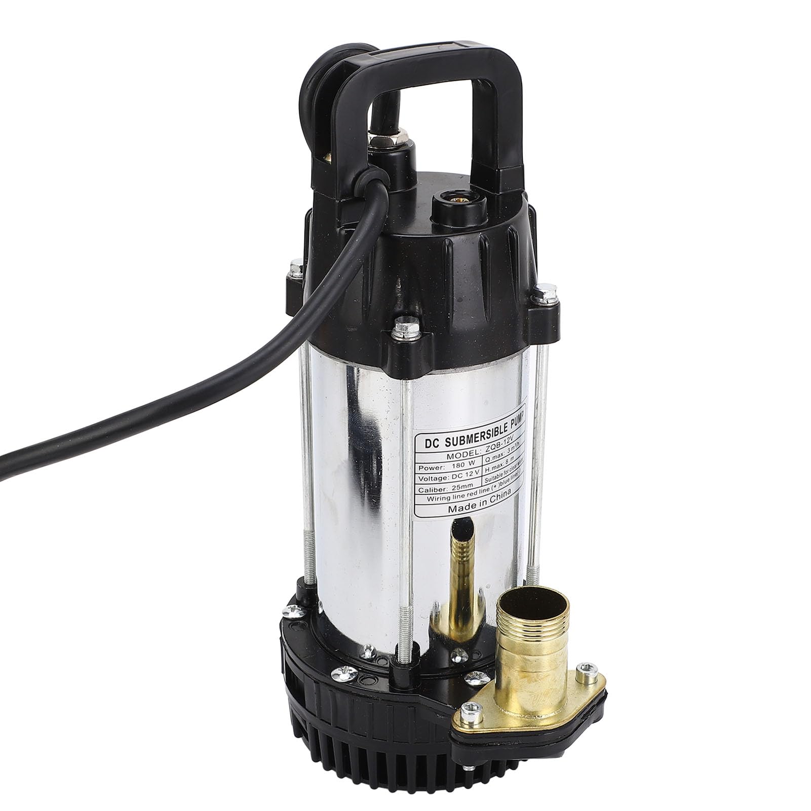 Pompa Głębinowa DC Bezszczotkowy Silnik Miedziany do Gospodarstw Ranczowych, Mocna Obudowa Uszczelniająca, Zintegrowana Pompa 12 V 180 W 3 Metry³/h 8 M Podnośnik Opróżniająca Basen do