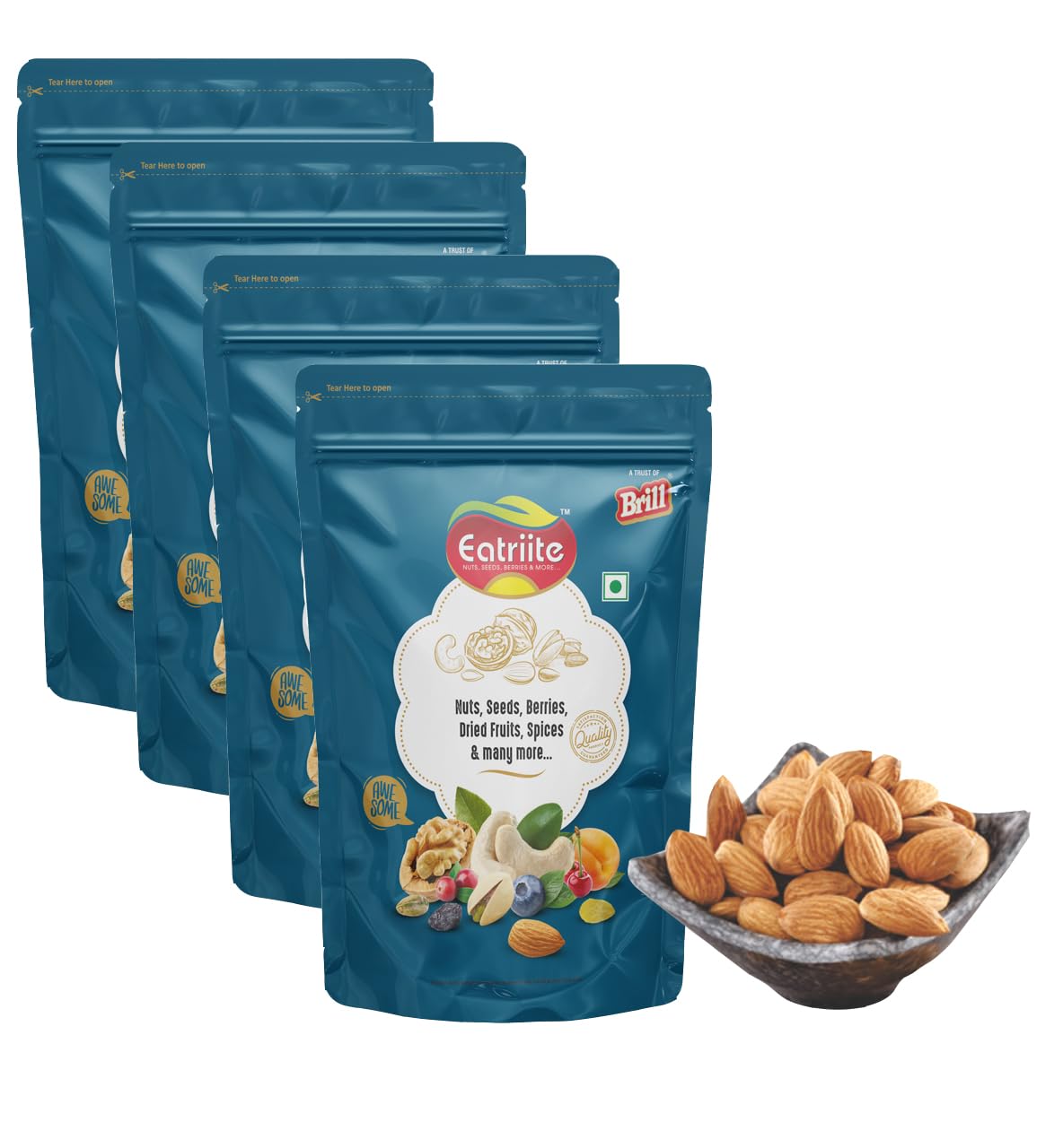 Eatriite Natural Premium California Almonds 1Kg Pack (250g X 4 Pauch) |High in Fiber | Help in Boost Immunity | Gluten Free | Real Dry Nuts || Badam Giri || Nutritious & Delicious High in Fiber (B0C8DGJPKZ) Amazon Price History, Amazon Price Tracker