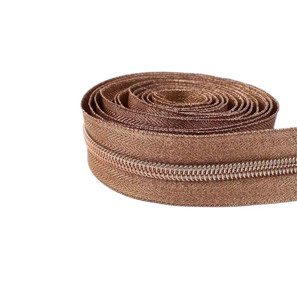 Zip Fastener 5# Silver/Gold/Black Good Flexibility Nylon Zipper Tape, Blue/Purple/Rose Red High Temperature Resistance Sliders 1pc(Rose Gold,1Meter)