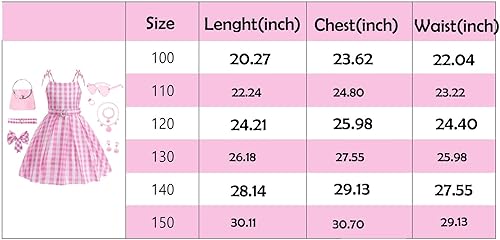 Miniatura 7 de Vestido rosa con correa para disfraz para niñas, película rosa, cosplay, Halloween, fiesta, recuerdos, ropa