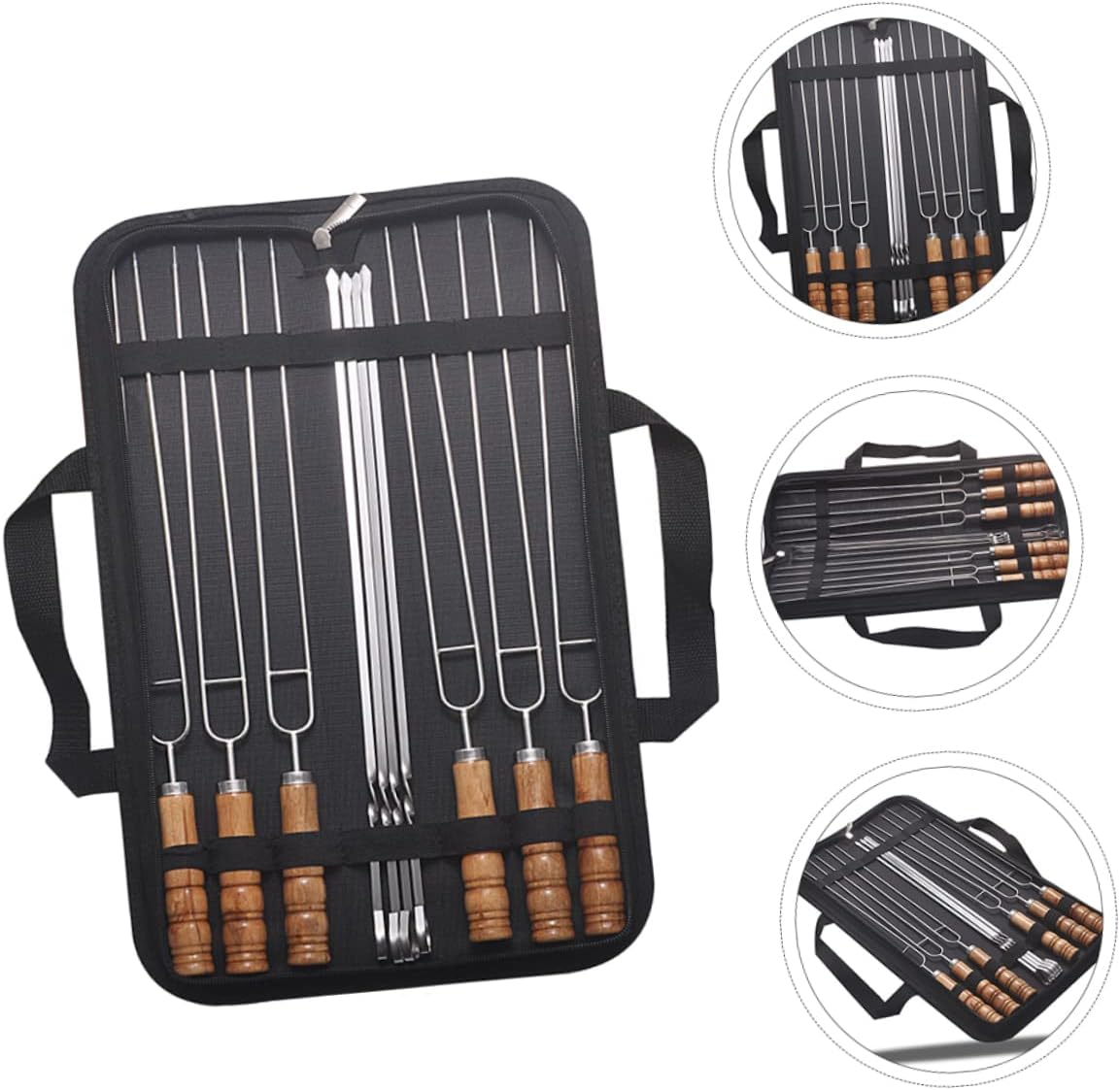 10pcs Stainless Steel Bbq Skewers Ergonomic Handles for Grilling and Easy to Use Barbecue Tools for Outdoor Cooking and Kabobs