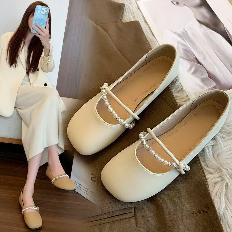 Wear-Resistant and Lightweight, Skin-Friendly, Jane Small Leather Women's 2025 Spring New French Temperament Flat Fashion Evening Gentle Wind Shoes3