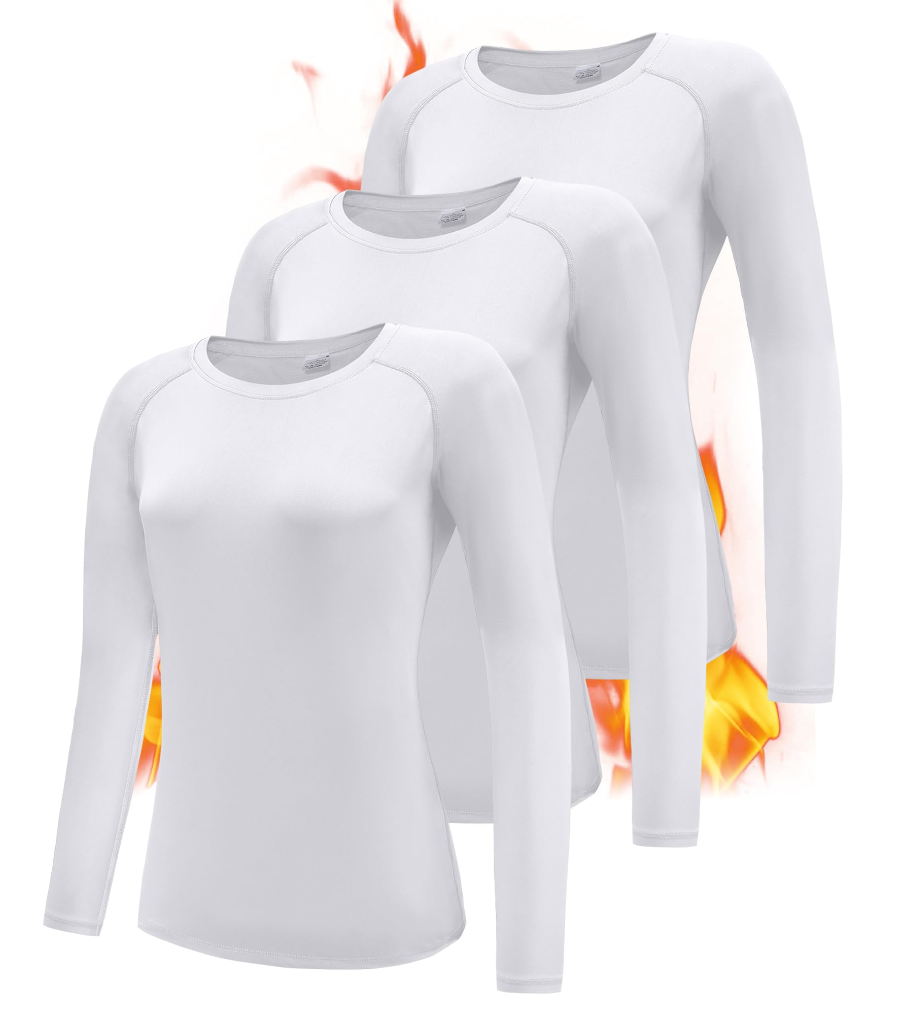 Damen 3er Pack Langarmshirt T-Shirts, UPF 50+ Sonnenschutz Schnelltrocknend Funktionsshirt Laufshirts, Atmungsaktiv Langarm Sportshirt Gym Yoga Running Top Freizeitshirt Workout Fitness Oberteil