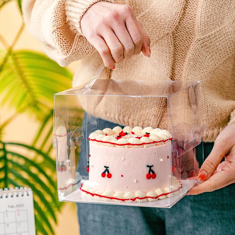 Amazon｜透明四角ケーキボックス 小さい 3号5号ケーキ箱 手提げ