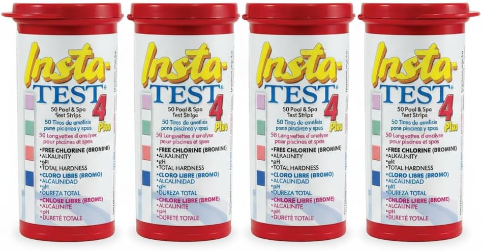 LaMotte 4-Way Insta Test Strips Plus for Swimming Pool & Hot Tub Spa - Free Chlorine, Bromine, Alkalinity, pH, Total Hardness 4 x 50