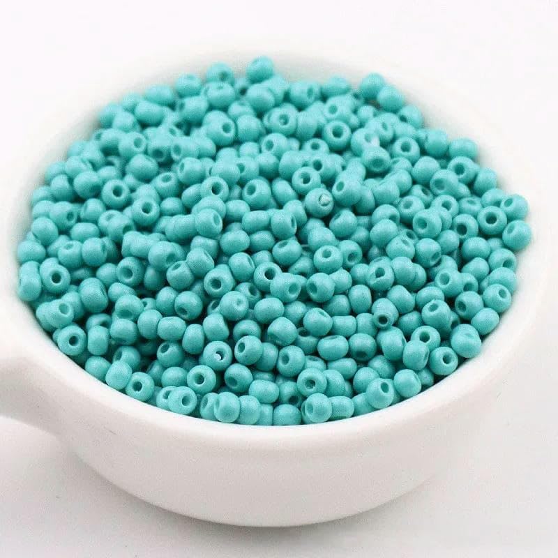 Perlas de vidrio de color sólido resistentes al desgaste de 2 mm, 3,0 mm y 4,0 mm para uso doméstico, con pintura uniforme, hechas a mano, para bricolaje, color azul menta, 27, 4,0 mm, 5400 unidades