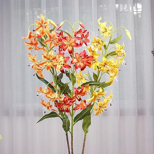 Htmeing BHCHUAN0139 Artifical Lily Flowers Long Stem Artificial Tiger Lily Flowers thumb #3