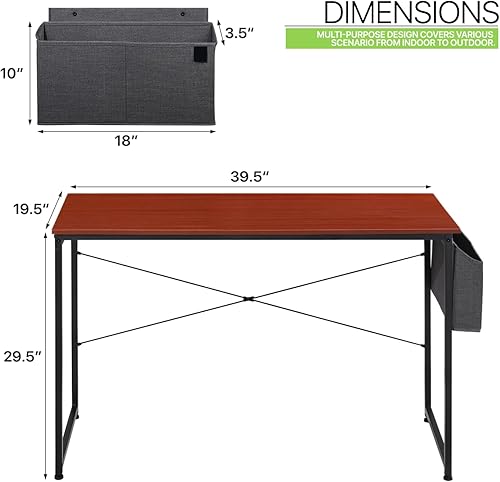 Miniatura 2 de Magshion Escritorio para computadora de 40 pulgadas con una bolsa de almacenamiento escritorio blanco para juegos mesa para computadora portátil