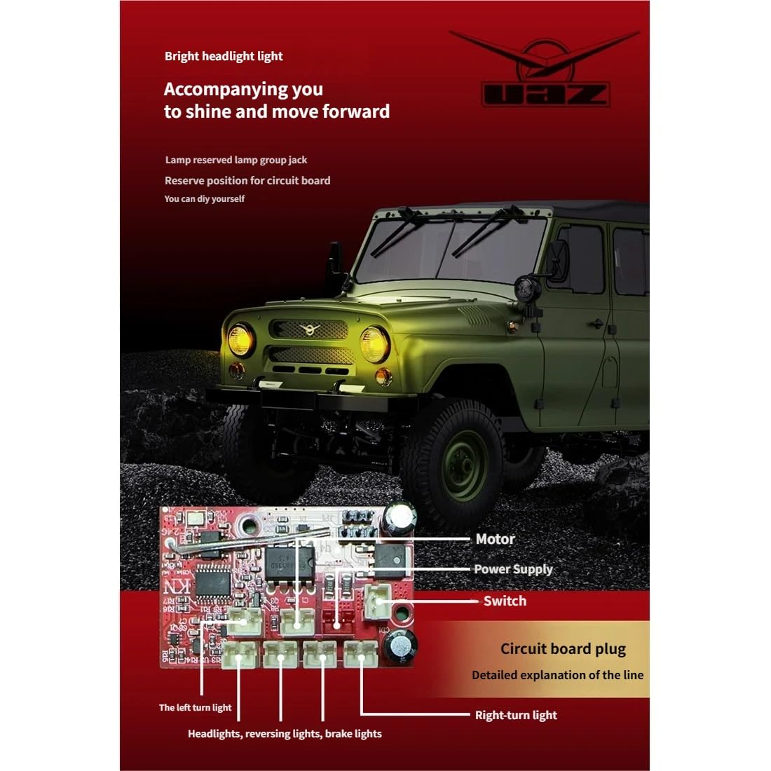 1/12 2,4-GHz-UAZ-469 WPL C94 4WD RC-Offroad-Crawler Mit Realitätsgetreuer Lenkung, Zwei Akkus, Einer Klappbaren Windschutzscheibe Und Einem Abnehmbaren Dachzelt (grün/RTR)