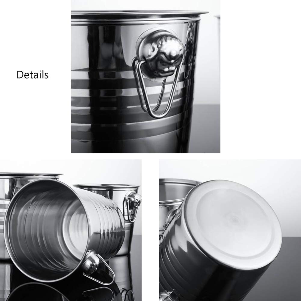 Cubo de Hielo de Acero Inoxidable, Cubo de Vino Aislado con Pinzas para Hielo, Enfriador portátil de Vino y champán, contenedor de Cubitos de Hielo para Bar de Fiestas.