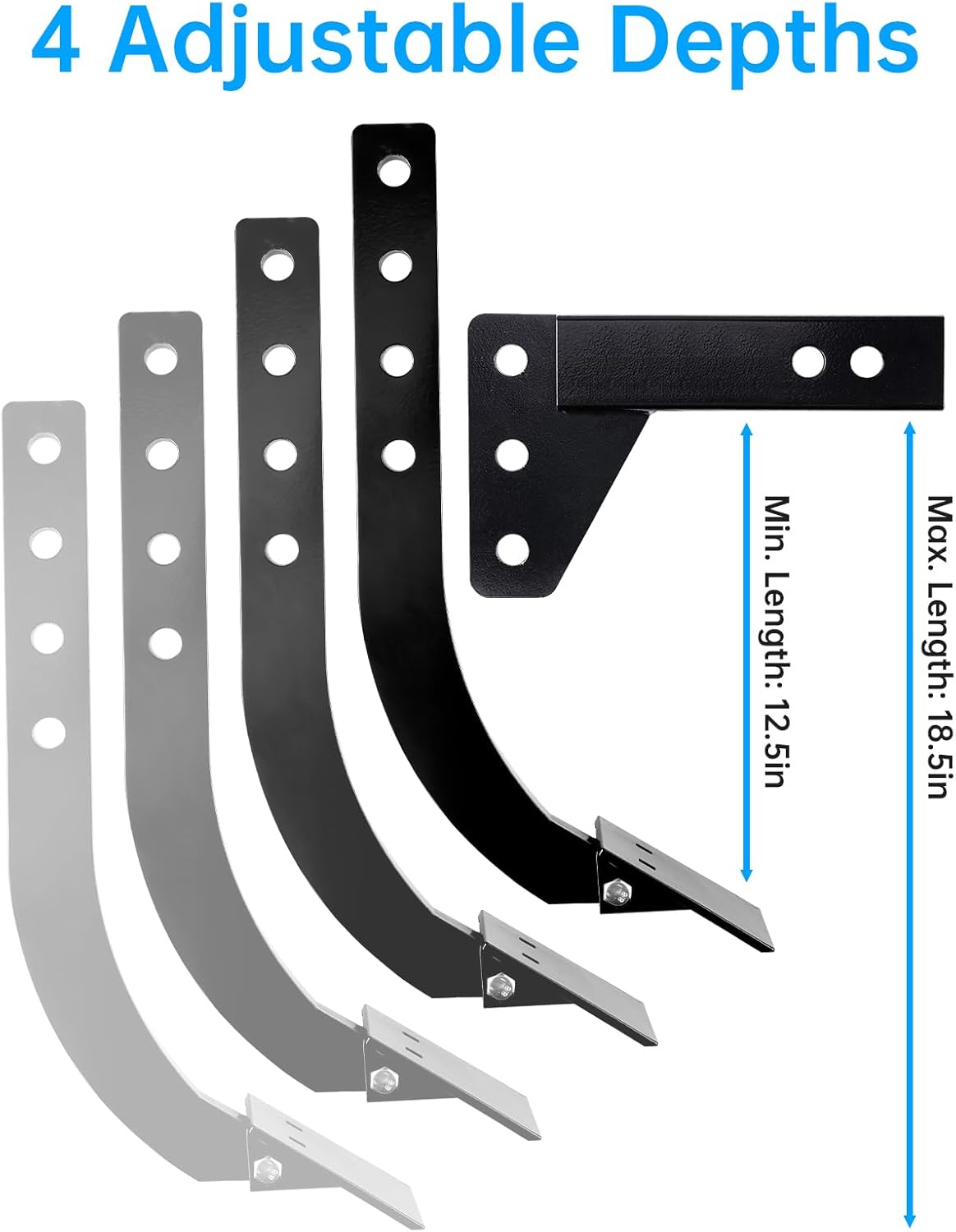 Tomorotec Hitch Mounted Ripper for ATV UTV with 2-Inch Receiver, Adjustable Shank 12.5"-18.5", Anti-Rust Heavy Duty Carbon Steel for Soil Loosening, Farming, Landscaping, Ground Preparation
